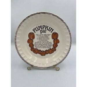 Vintage Ceramic Pumpkin Pie Recipe Dish Fluted Edge 10.75 Inch Thanksgiving Pan